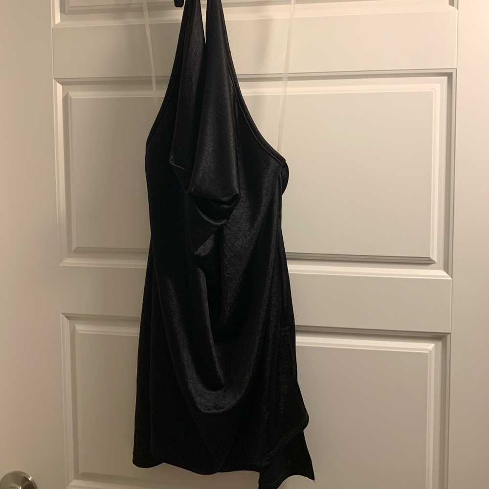 Ready for the night black open back mini dress
